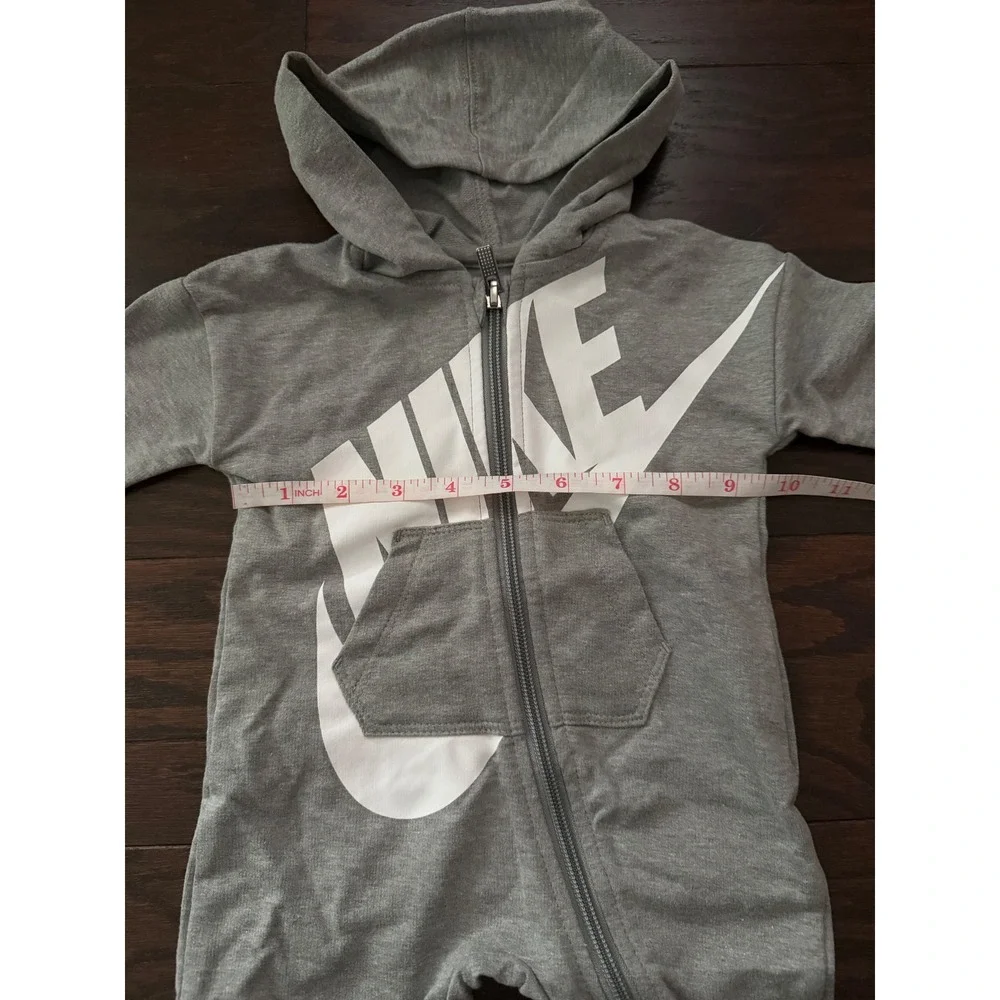 Nike Baby 3M Futura Logo Hooded Romper Dark Grey Heather 5NB954-042